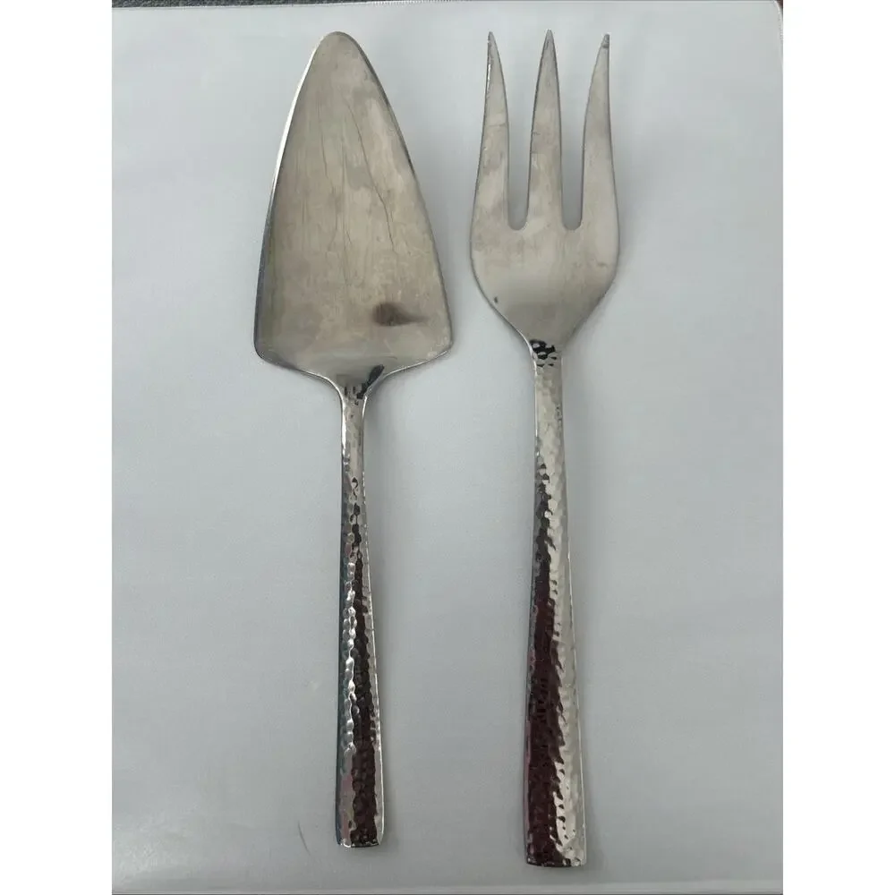 TOMODACHI Hampton Forge Ella Hammered Set Of 2 Serving Pieces Stainless Flatware